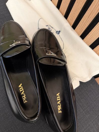 Women Prada Brushed Leather Loafers