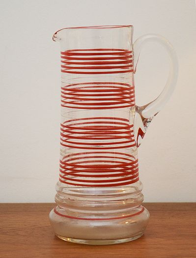 Vintage 1950's Red & Gold Banded Pitcher 1950's