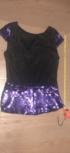 Oasis Purple Sequin Black top Size 8