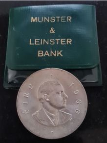 Silver Padraig Pearse 10 Shilling 1966 UNC coin in Munster and Leinster holder