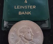 Silver Padraig Pearse 10 Shilling 1966 UNC coin in Munster and Leinster holder
