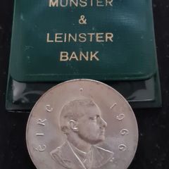 Silver Padraig Pearse 10 Shilling 1966 UNC coin in Munster and Leinster holder