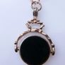 Vintage  Gold Plated Bloodstone & Carnelian Spinner Pendant and Chain Image 2