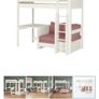 Stompa Uno S White High Sleeper with Fixed Desk and Pink Blossom Sofa Bed Image 3