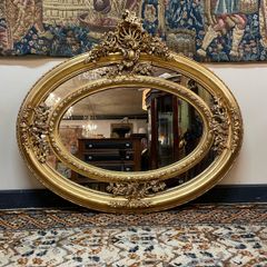 FLASH SALE ! Was 395 Now 330 ! Beautiful Large Oval Gilt-Wood Section Mirror