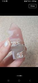 Pink jelly moss agate tower