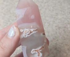 Pink jelly moss agate tower