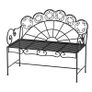 Metal Garden Bench Loveseat with Slatted Seat, Black Image 2