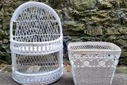 Vintage Lloyd Loom basket &amp; shelf unit