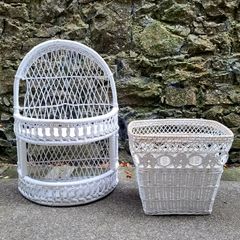 Vintage Lloyd Loom basket & shelf unit
