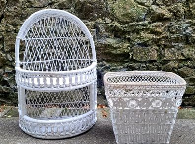 Vintage Lloyd Loom basket & shelf unit