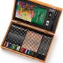 Academy Wooden Gift Box,Complete 35 Piece Art Set with Colouring Pencils,Pastels & Accessories, Ideal Collection for Drawing, Sketching & Crafts, Premium Hobbyist Quality Kit Image 3