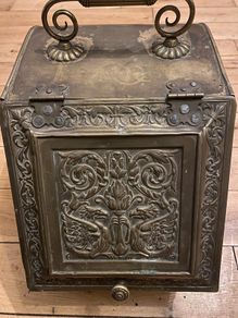 Antique brass coal scuttle
