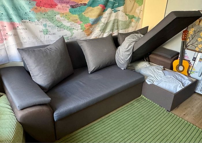grey corner bed sofa