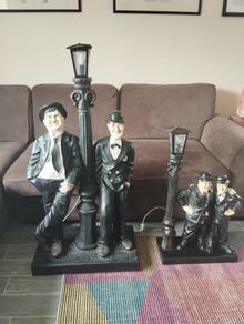 Laurel & Hardy Lamp Figures  Large 230e  & medium 150e (Working)