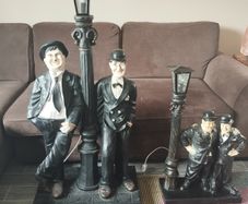Laurel & Hardy Lamp Figures  Large 230e  & medium 150e (Working)