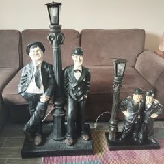 Laurel & Hardy Lamp Figures  Large 230e  & medium 150e (Working)