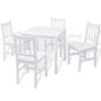 Five Piece Dining Set Pinewood White Image 2