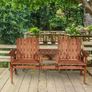 2-Seater Wooden Bench with Centre Table Image 9