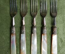 Vintage Mother Of Pearl Handle Cake Forks