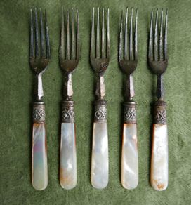 Vintage Mother Of Pearl Handle Cake Forks