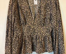 Topshop leopard print black & cream ladies blouse
