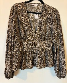 Topshop leopard print black & cream ladies blouse