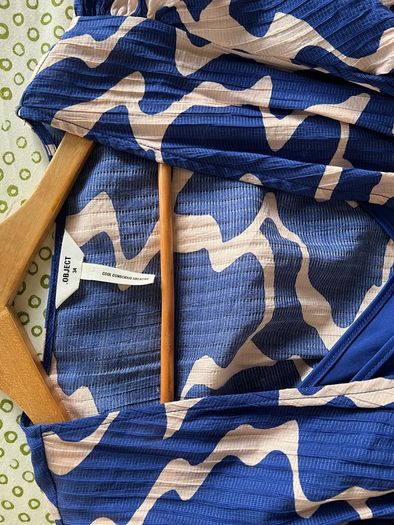 Blue Pattern Wrap Dress with Matching Slip