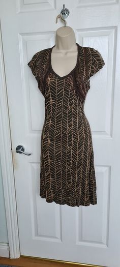 Bellissima Brown Spiderweb like Dress  Cotton/Mix Size Small