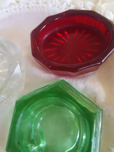 3 Mini Cut Glass Cruets