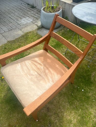 Leather wood Armchair