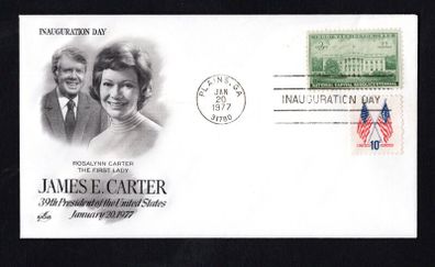 1977 USA Cover marking the Inauguration of James Carter 39th President of the USA on 20th January 1977 with Plains, Georgia (birthplace of Jimmy Carter and his wife Rosalynn) tying 3c White house stamp