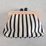Zara Canvas Striped Wooden Clutch Bag in cream/black Image 5