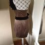 Beautiful one shoulder tan dress with black velvet ruffle on shoulder Image 4