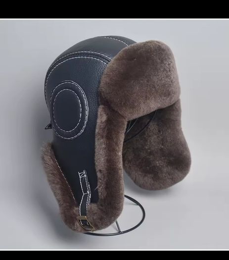 Natural Rex Rabbit Fur, Sheepskin Leather Winter Hat