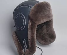 Natural Rex Rabbit Fur, Sheepskin Leather Winter Hat