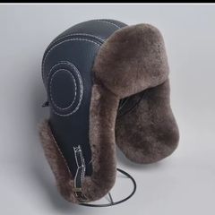 Natural Rex Rabbit Fur, Sheepskin Leather Winter Hat