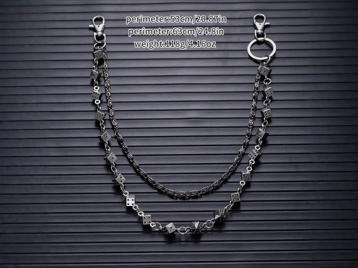 Punk-Style Silver Dice Charm Waist Chain
