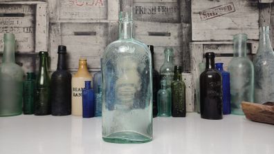 395 - Antique Imperial Pint Sea Glass Decorative Collectible Alcohol Bottle