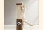 High Quality  Cat scratching post, scratching column, scratching trunk made of natural sisal rope, scratching post with plush toy ball, scratch protection for furniture, 73 cm high, vintage brown