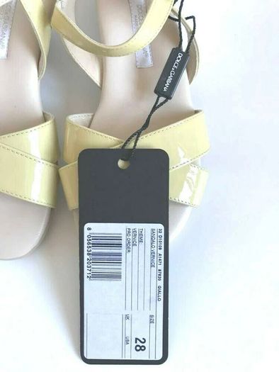 DOLCE & GABBANA Girls Beige Patent Leather Sandals EU 28 UK 10