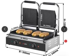 Digital Contact Grill - 3.6kW - plates: ribbed top & bottom - grill area: 480x230mm