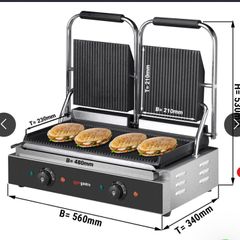 Digital Contact Grill - 3.6kW - plates: ribbed top & bottom - grill area: 480x230mm