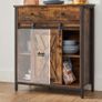 _Sideboard with Shelf and Drawer, Kitchen Cabinet, Chest of Drawers with Sliding Door in Country House Style, Industrial Design, Vintage Brown/Black Image 3