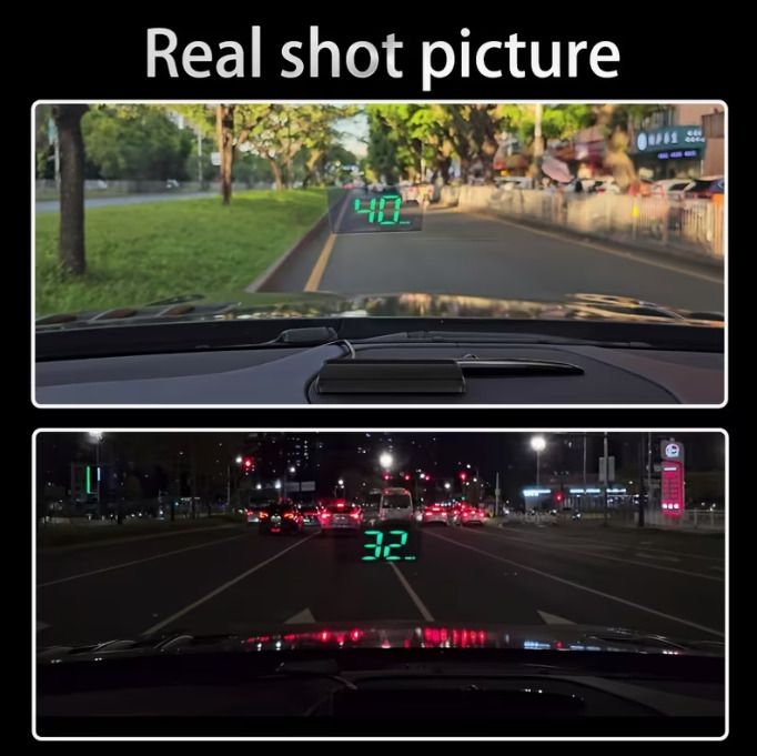 Car HUD head-up display, Km  W2 windshield speedometer projector with speed display and overspeed alert, automatic light sensor, mile/kilometer speed display, USB plug and play, suitable for all car models,