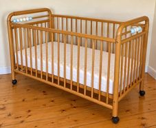 Large Wooden Baby Cot & Mattress | Classic Natural Wood Finish