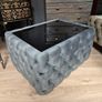 Coffee table 83x63x45cm velvet with glass Image 9