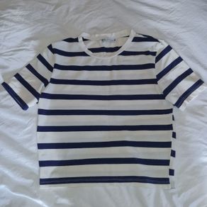 Zara Navy & Cream Striped Top