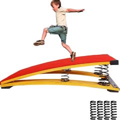 Gymnastics Springboard for Kids Vaulting Training Fitness Playing, Portable Curved Spring Board, Hard Wood Practice Equipment, Elastic Board for Home Room Athletics Training