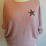 Carla Giannini Women's Angora Mix Top With Heart & Stars New With Tag Salmon Pink Image 3